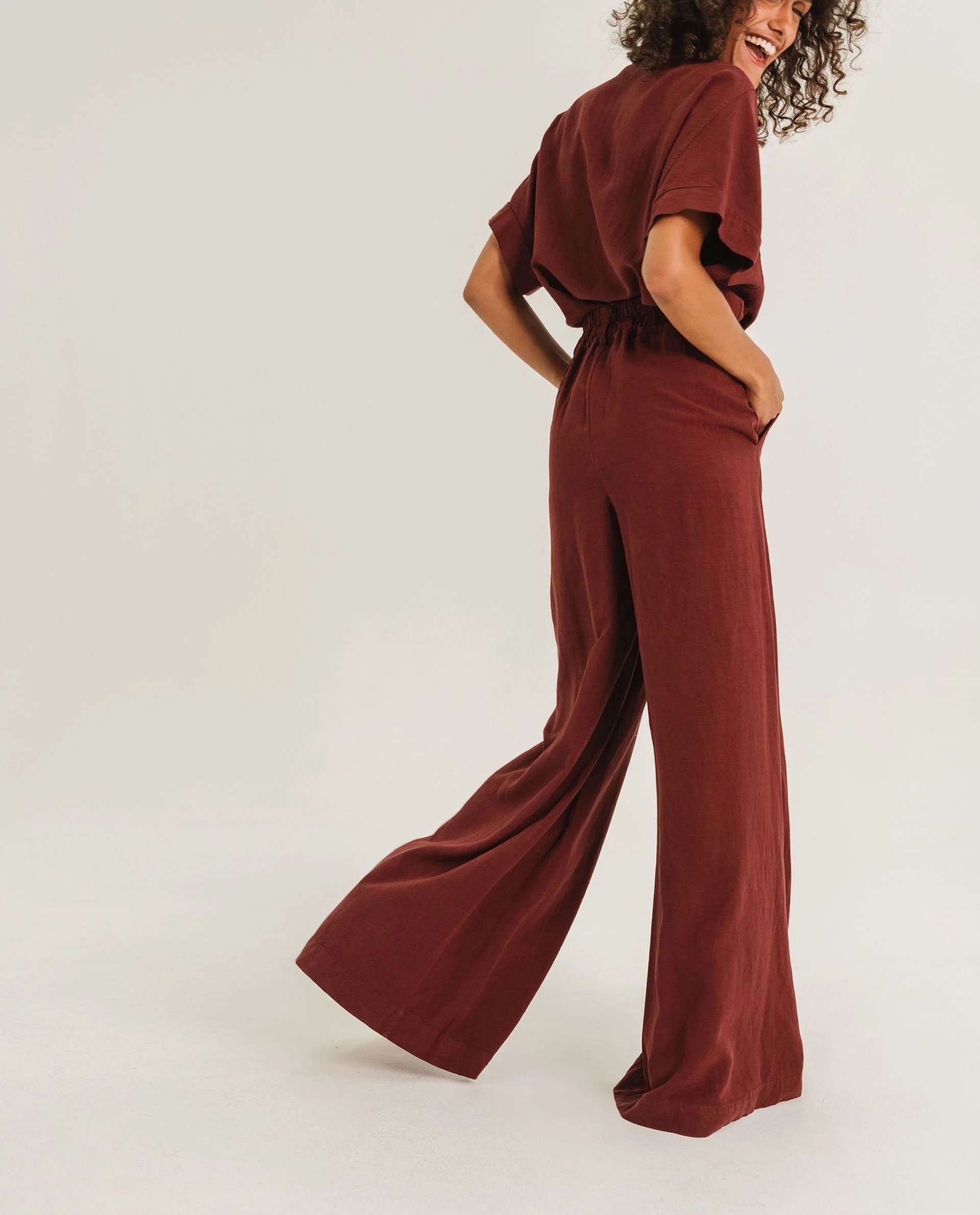 Pantalon EDIZ AMARANTE Tinsels lin viscose | Twins Concept Store