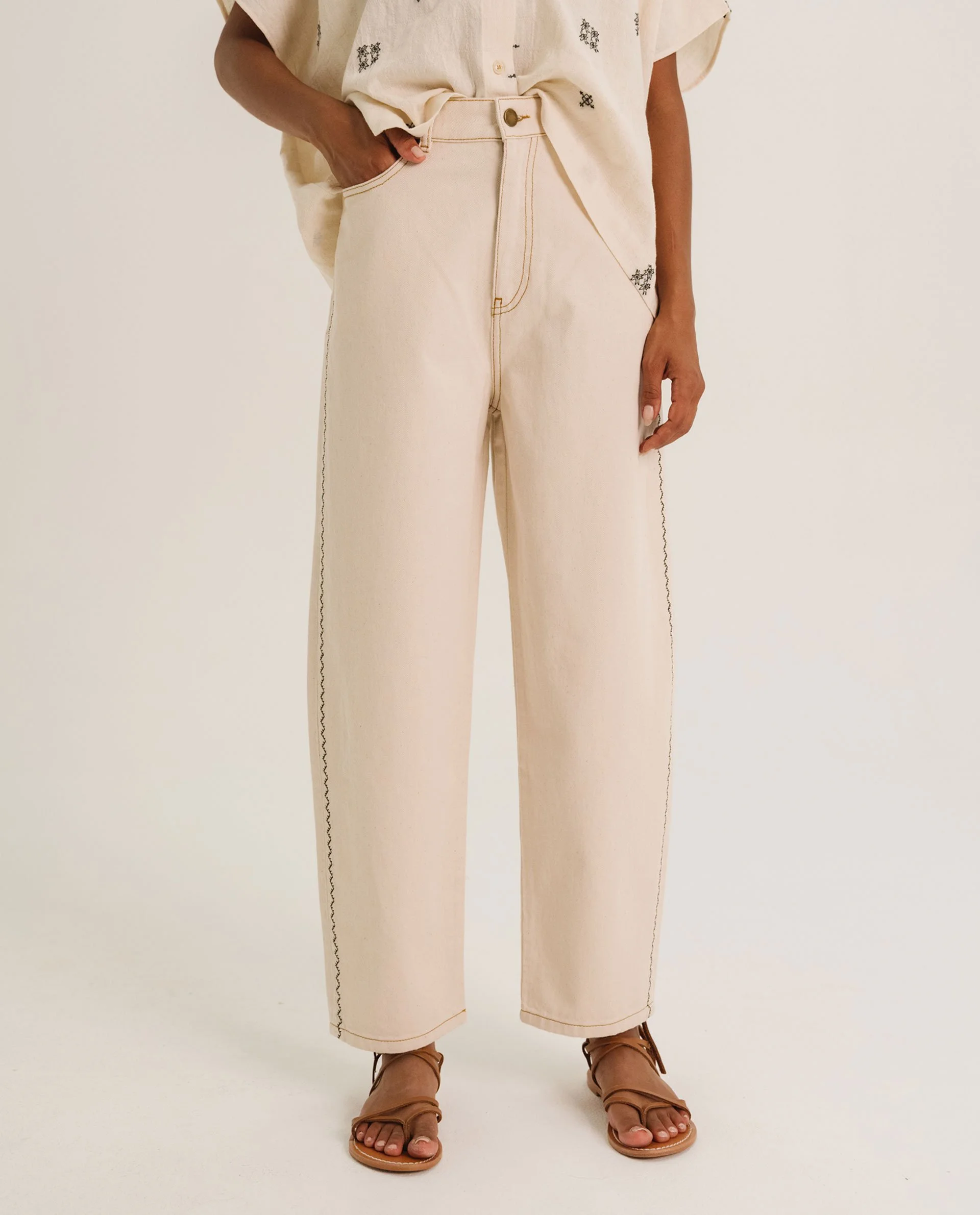 Jean Xanrey Chalk Tinsels – Jean balloon femme écru | Twins Concept Store