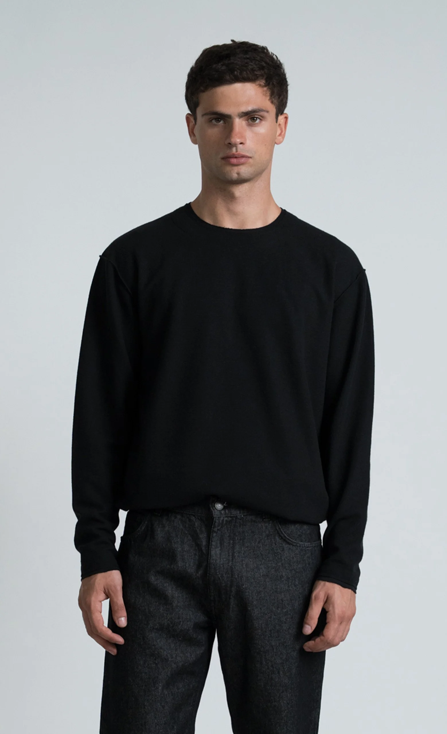 T-shirt PECOS Longsleeve Wooden homme noir à manches longues Made in Italy