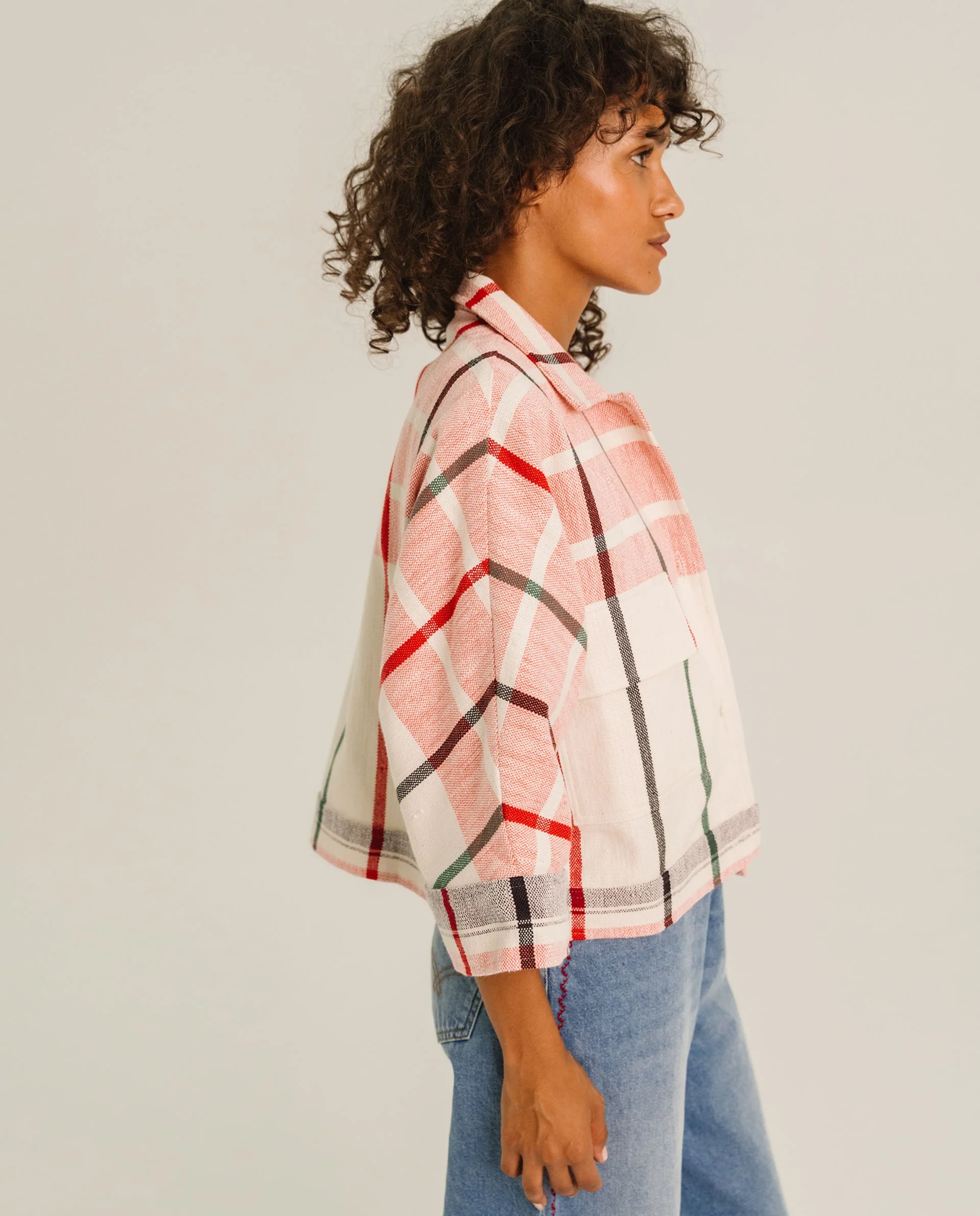 Veste ETIENNE EAST RISING Tinsels carreaux rouge | Twins Concept Store