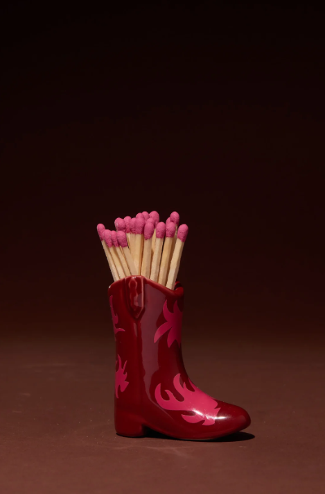 Porte-allumettes Cowboy Boot rouge et rose Paddywax | Twins Concept Store
