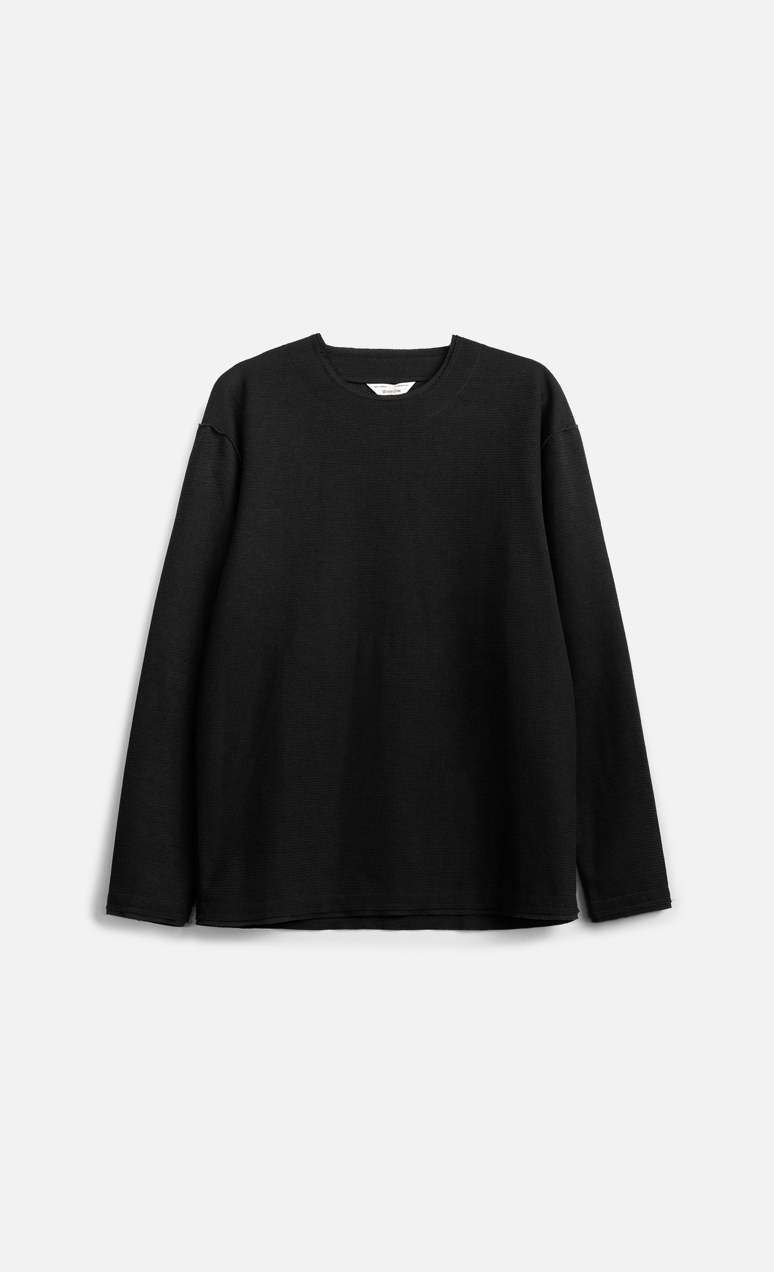 T-shirt PECOS Longsleeve Wooden homme noir à manches longues Made in Italy