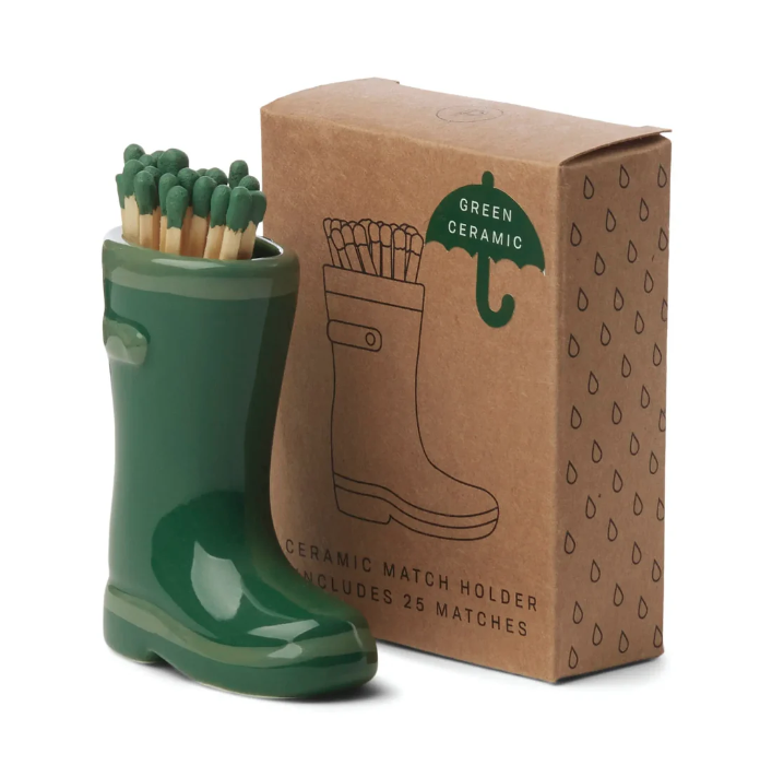 Porte-allumettes Wellington Boot Vert Foncé – Paddywax