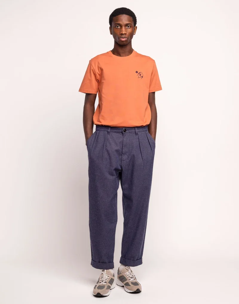 Pantalon SEMBO OLOW homme denim bleu à coupe ample et à pinces