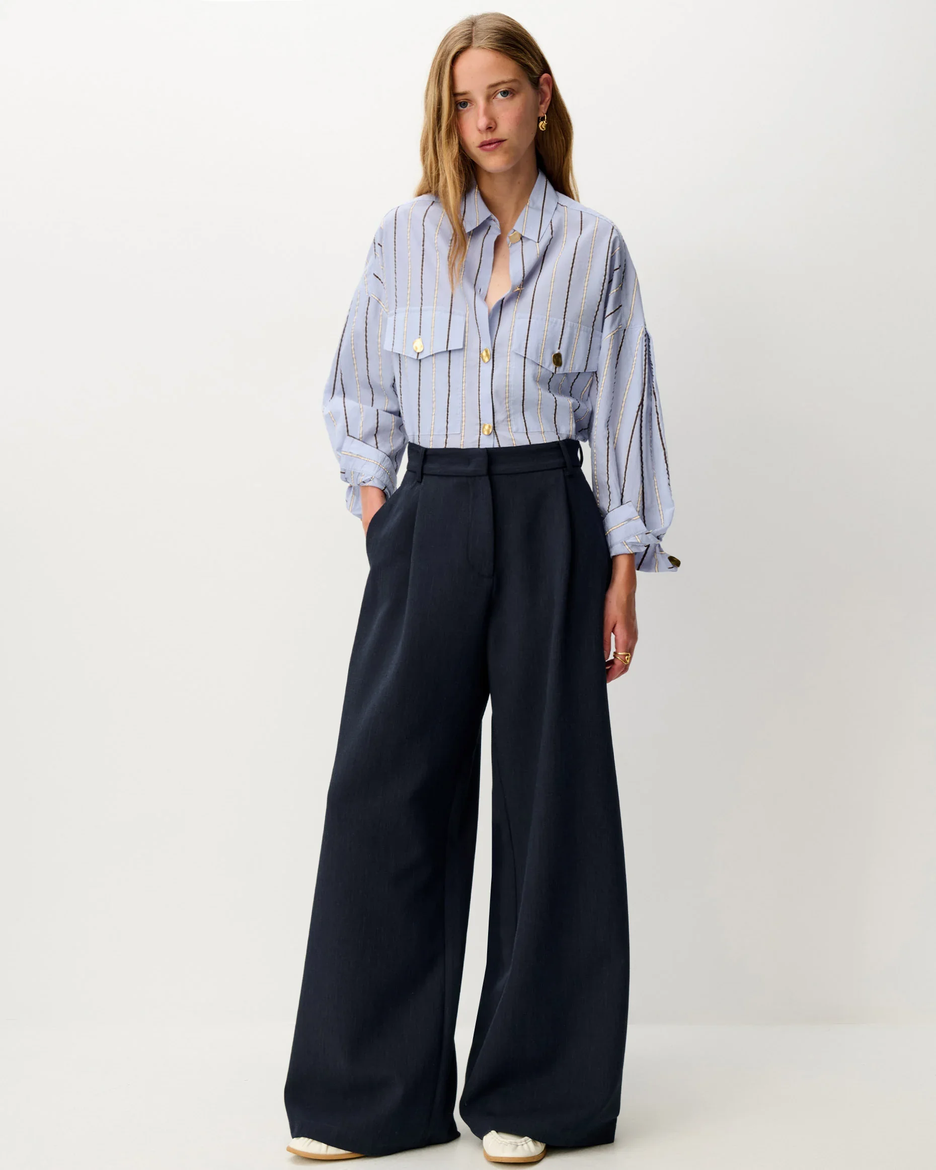 Chemise BALANCA femme bleu ciel à rayures – Sessùn | Twins