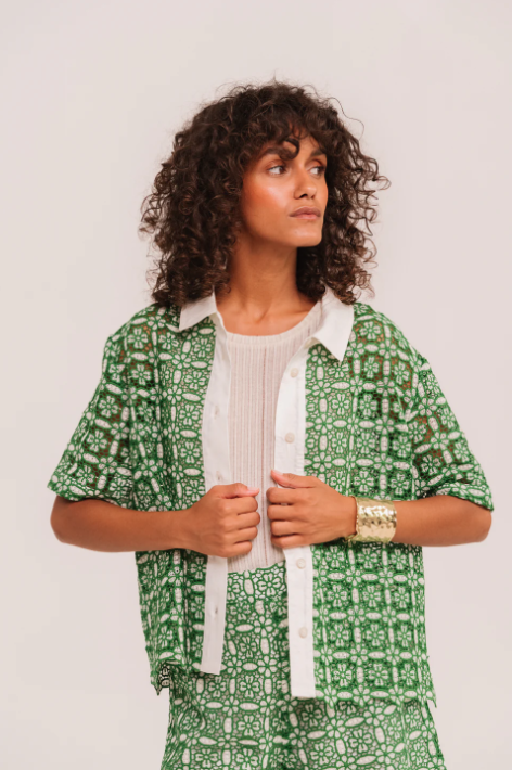 Chemise FLAVIA GOYA Vert Sacrécoeur – Polo Guipure Oversize