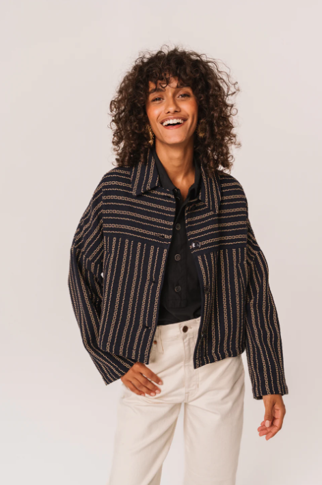 Surchemise courte ALIETTE GADJO bleu nuit | Sacrécoeur – Twins Concept Store