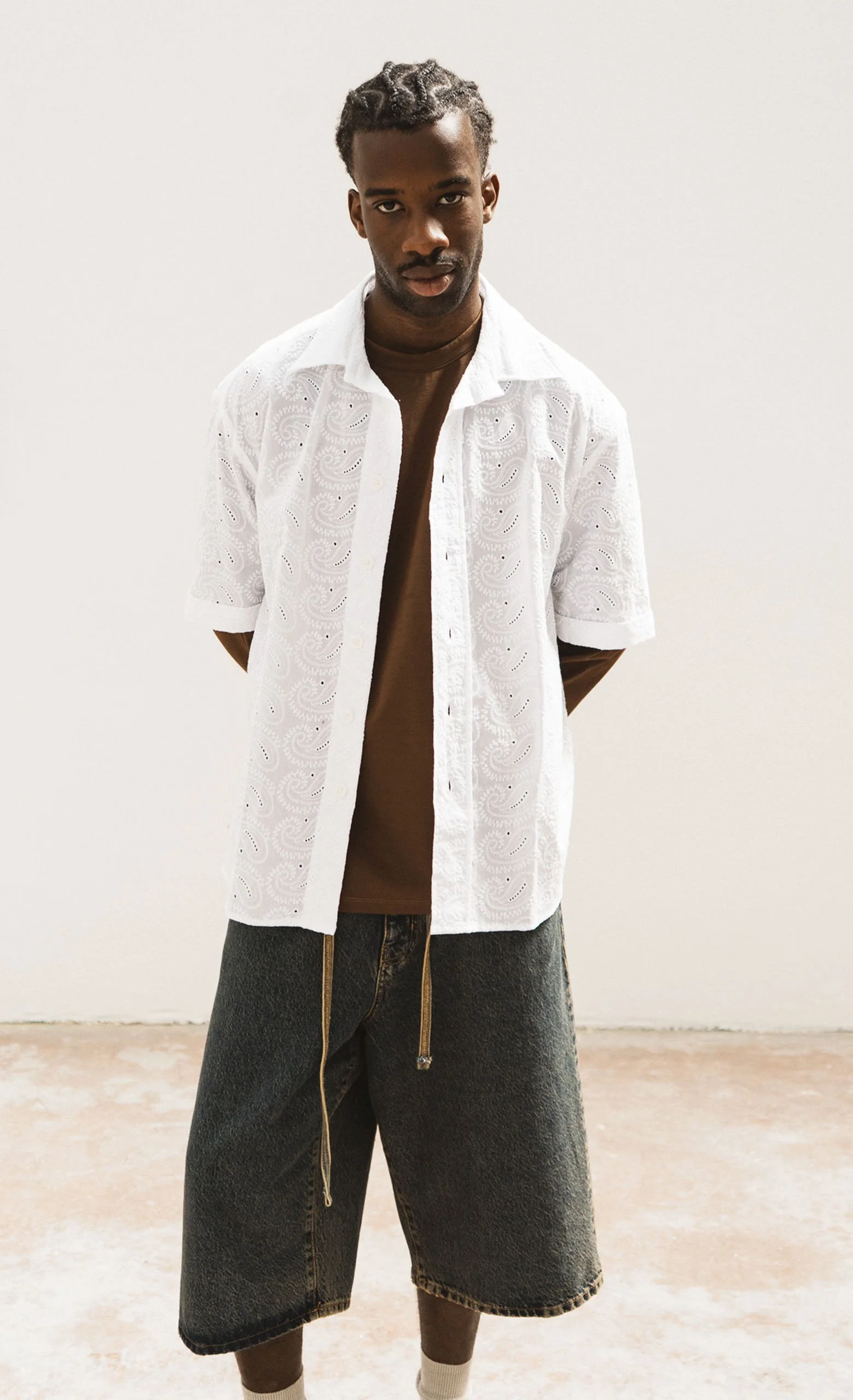 Chemise CARLOS RICAMI blanche brodée WOODEN | Twins Concept Store
