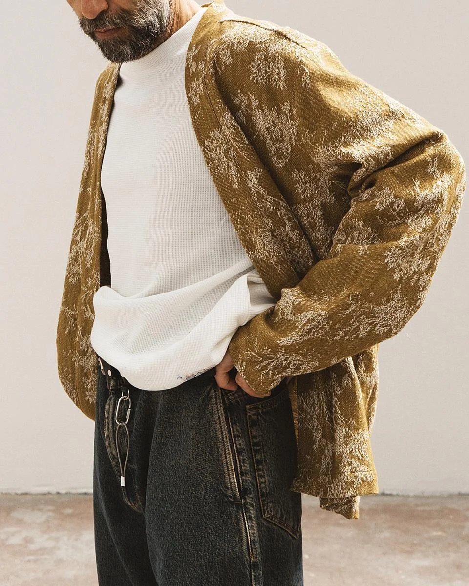 Veste Kimono BILBAO Ocre WOODEN – Veste Texturée Made in Italy