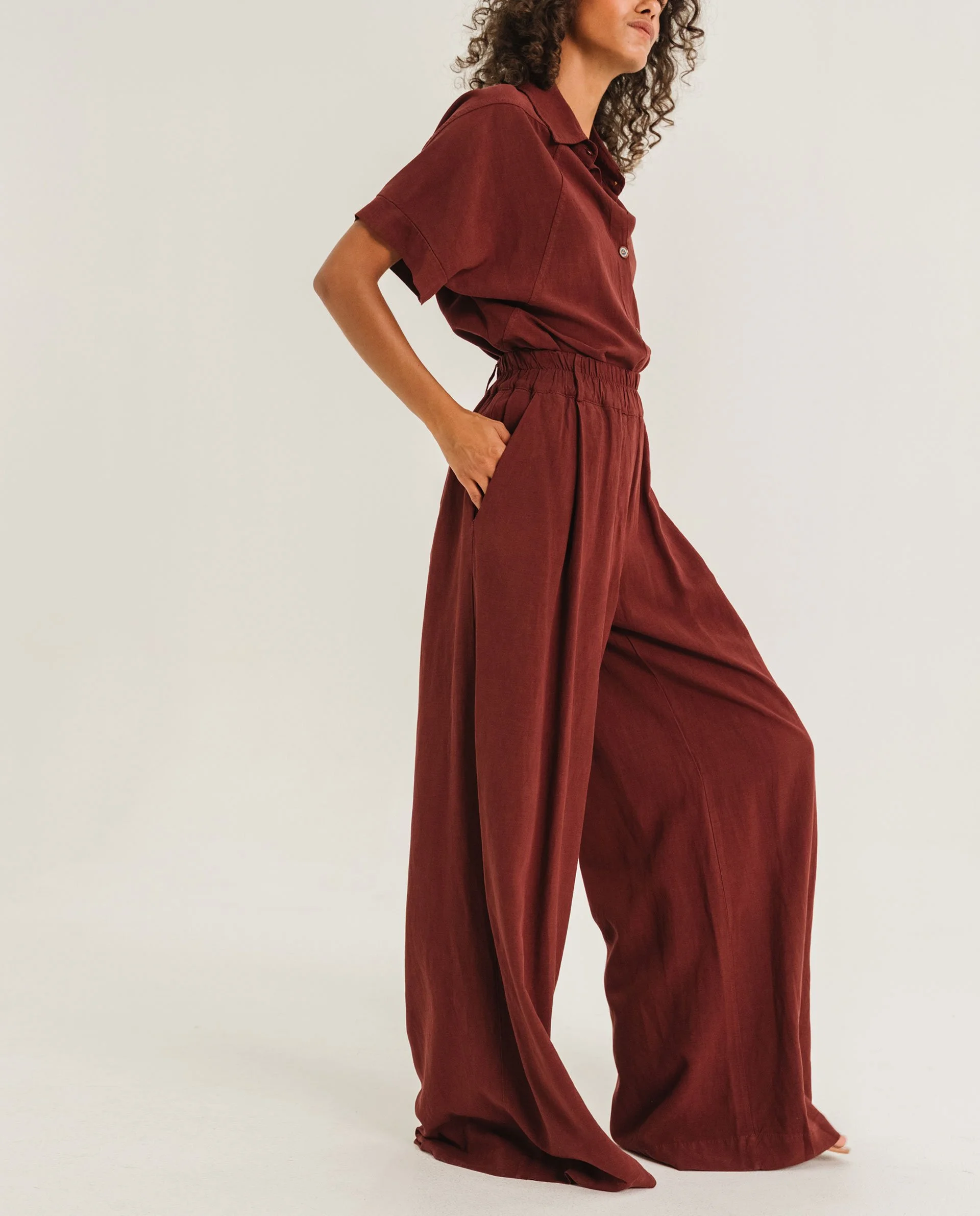 Pantalon EDIZ AMARANTE Tinsels lin viscose | Twins Concept Store