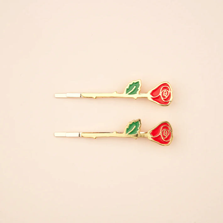 Duo de barrettes roses rouges | Coucou Suzette – Twins Concept Store