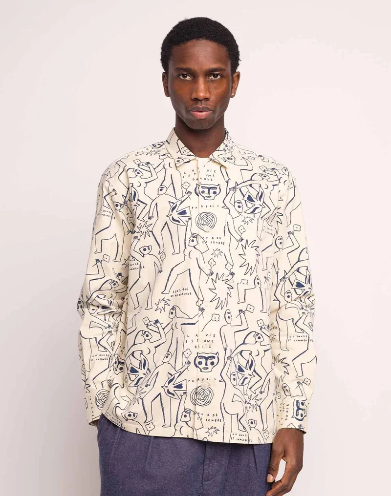 Chemise DECRÉ Life Dance homme beige et bleu – OLOW | Twins