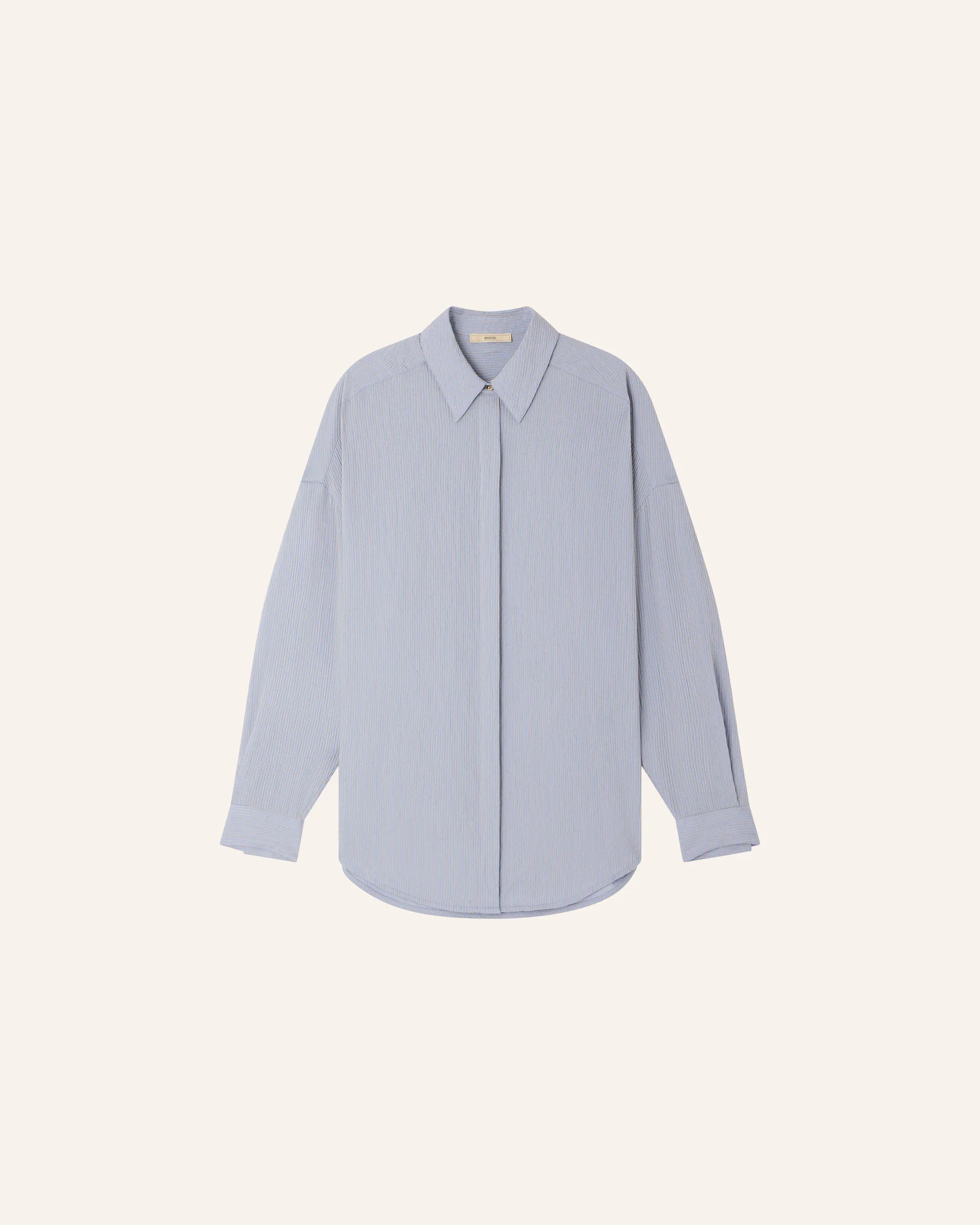 Chemise oversize femme LIZA – Sessùn – Bleu ciel à rayures