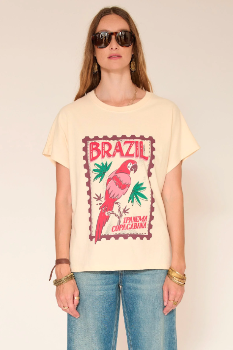 T-shirt TABRAZ écru imprimé Brazil MKT Studio | Twins Concept Store