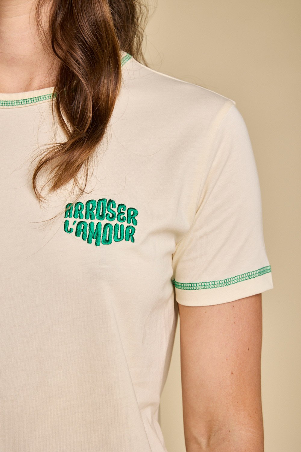 T-shirt - CHOIX - écru et vert - Graine Clothing