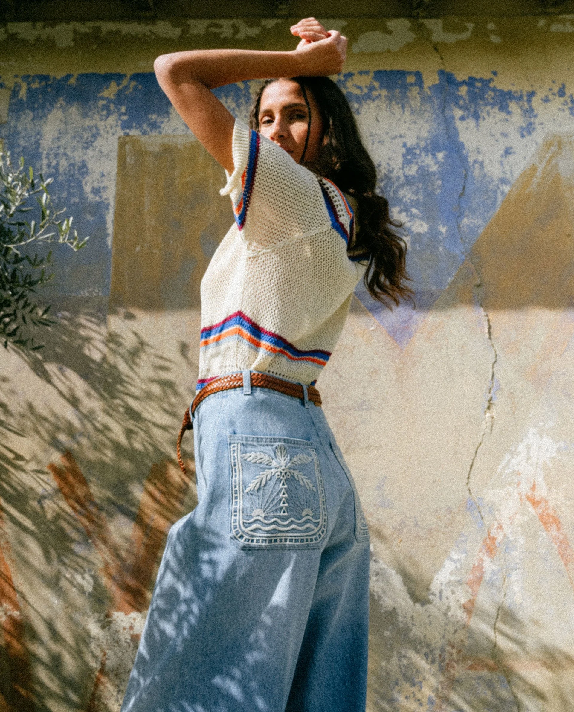 Polo Eylin Écru Tinsels – Polo en maille crochet femme | Twins Concept Store