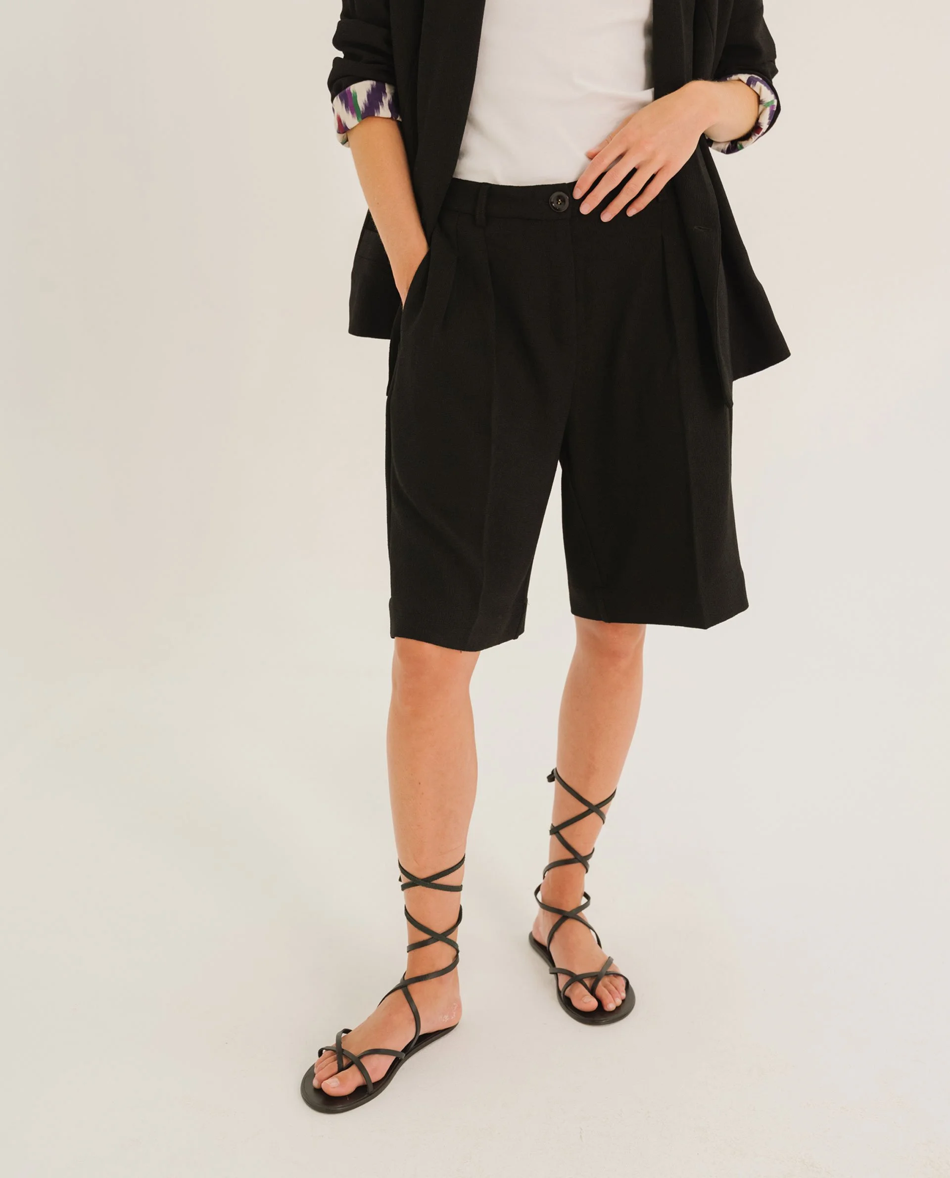 Bermuda EDMOND Noir Tinsels | Bermuda Femme Fluide | Twins Concept Store Paris
