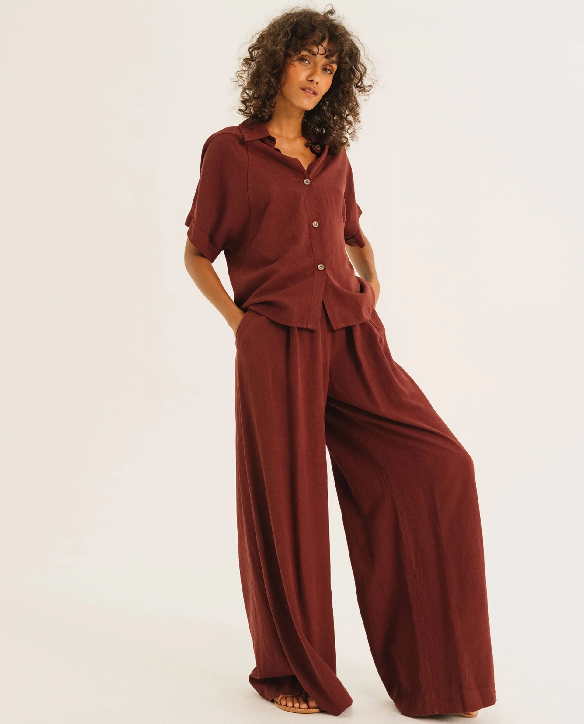 Pantalon EDIZ AMARANTE Tinsels lin viscose | Twins Concept Store