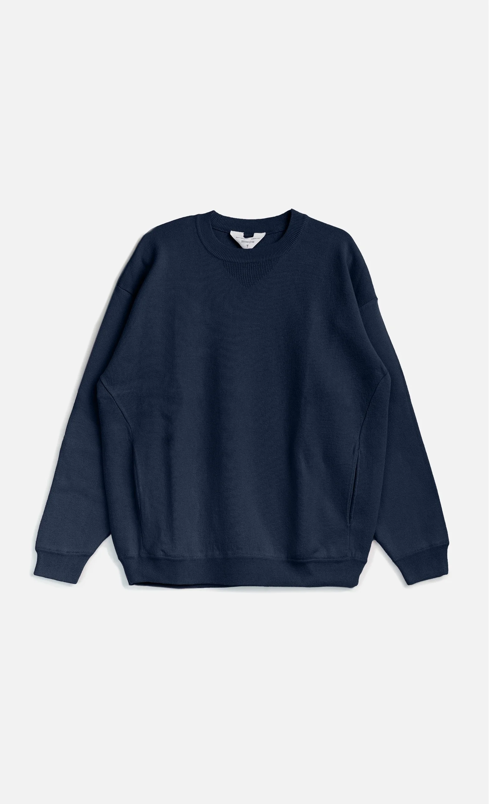 Pull YARD Wooden bleu à col rond Made in Italy