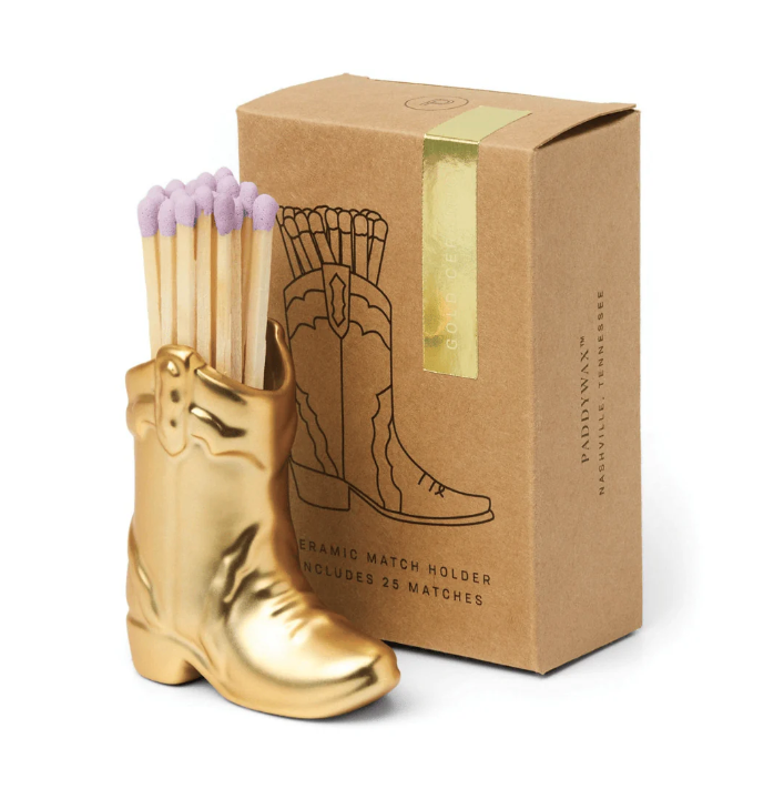Porte-allumettes Cowboy Boot doré Paddywax | Twins Concept Store