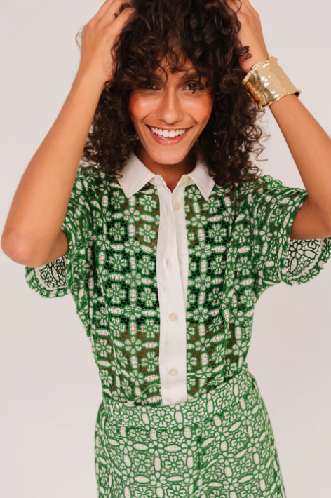 Chemise FLAVIA GOYA Vert Sacrécoeur – Polo Guipure Oversize