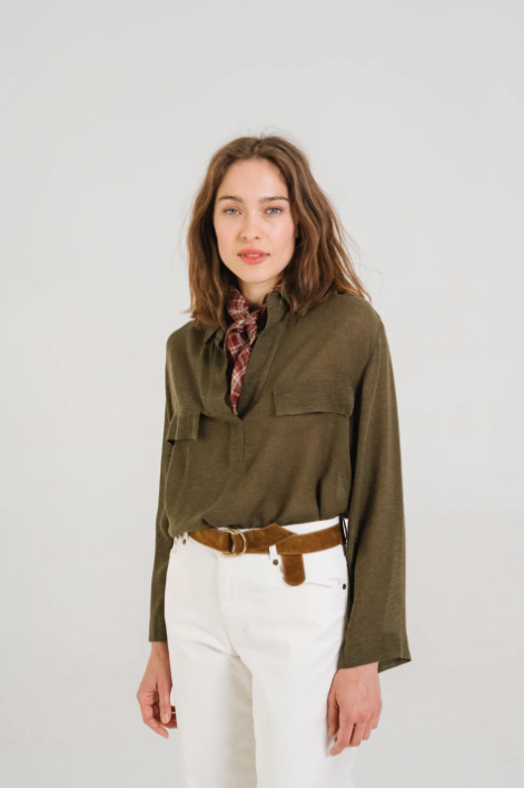 Chemise loose Marina LODEN kaki - Sacrécoeur