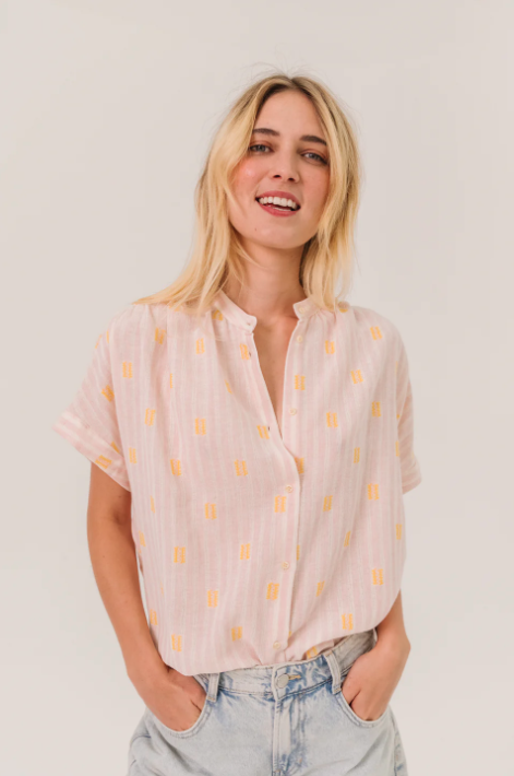 Top Louison Jerico Rose Sacrécoeur | Blouse Femme Fluide | Twins Concept Store Paris