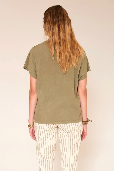 T-shirt TREMPY DOORS kaki imprimé MKT Studio | Twins Concept Store