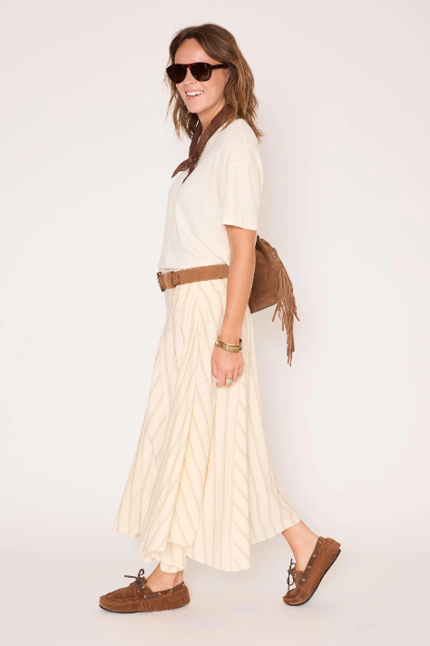 Jupe JORDANA rayée vanille midi MKT Studio | Twins Concept Store