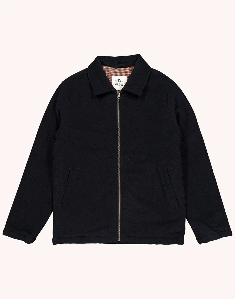 Blouson SHERWOOD OLOW homme noir en laine 480 g doublé en flanelle de coton