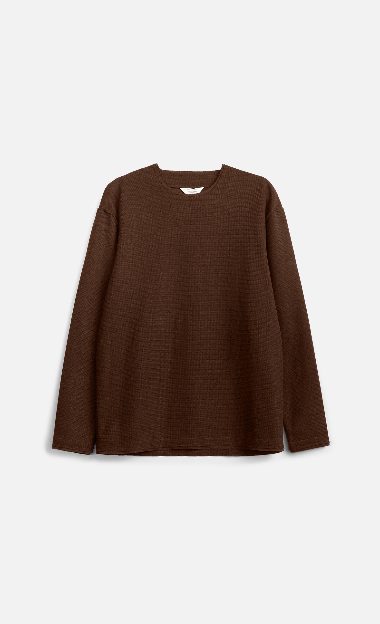 T-shirt PECOS Longsleeve Wooden homme marron chocolat à manches longues Made in Italy