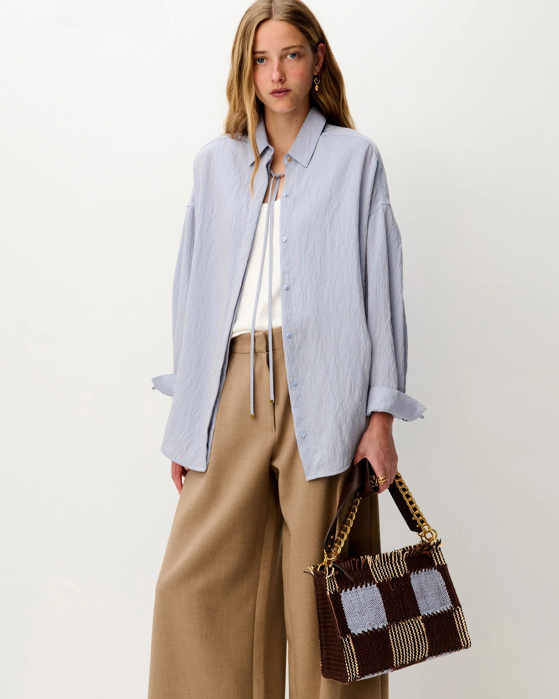 Chemise oversize femme LIZA – Sessùn – Bleu ciel à rayures