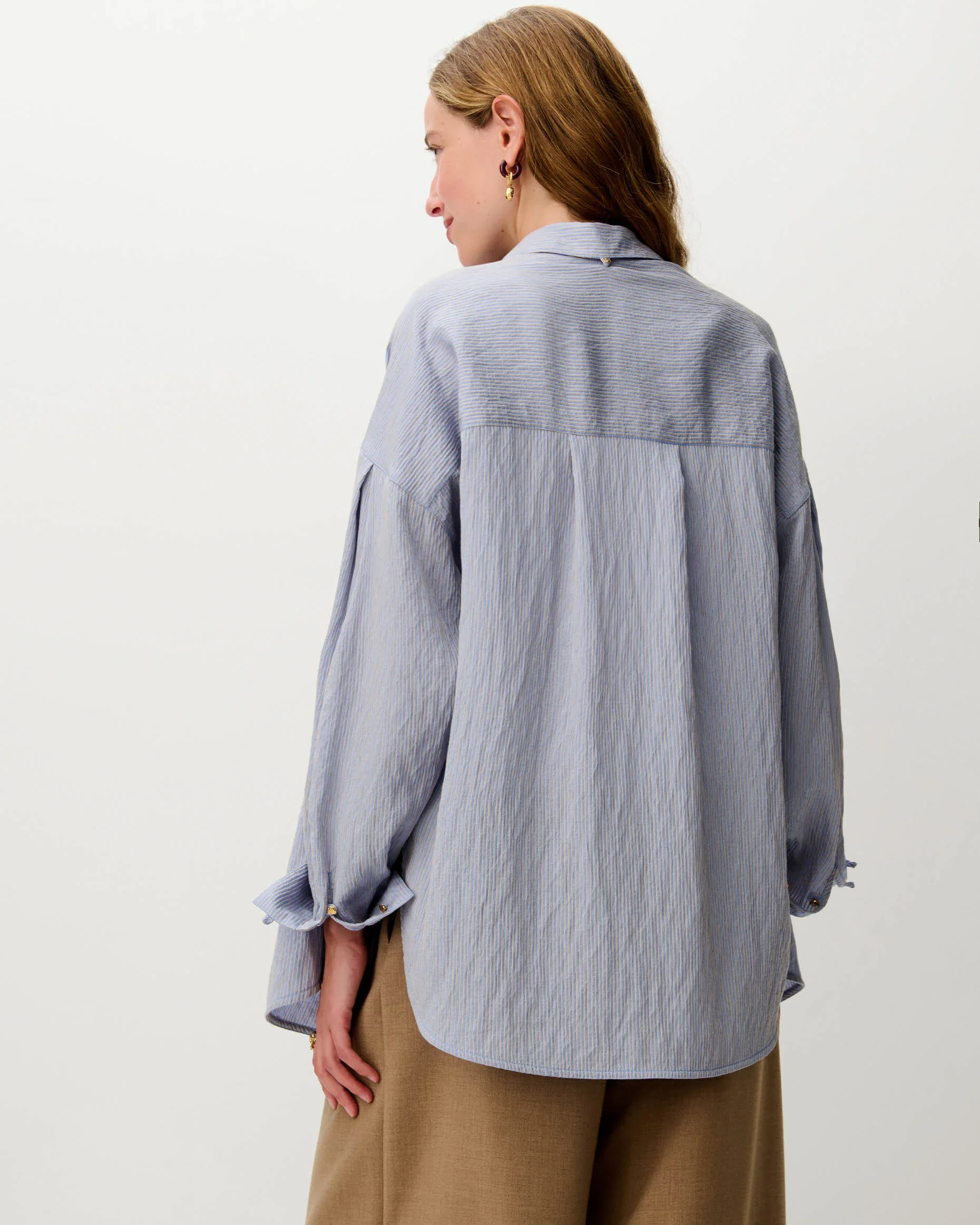Chemise oversize femme LIZA – Sessùn – Bleu ciel à rayures