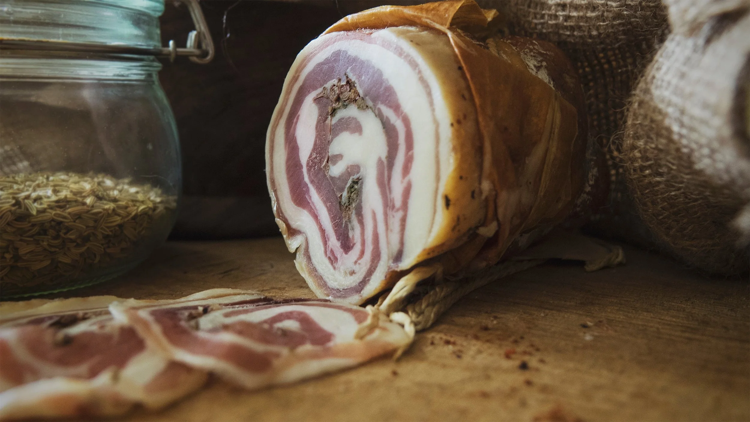 Rolled Pancetta with pink pepper, lemon and thyme — Stonehouse Smokery