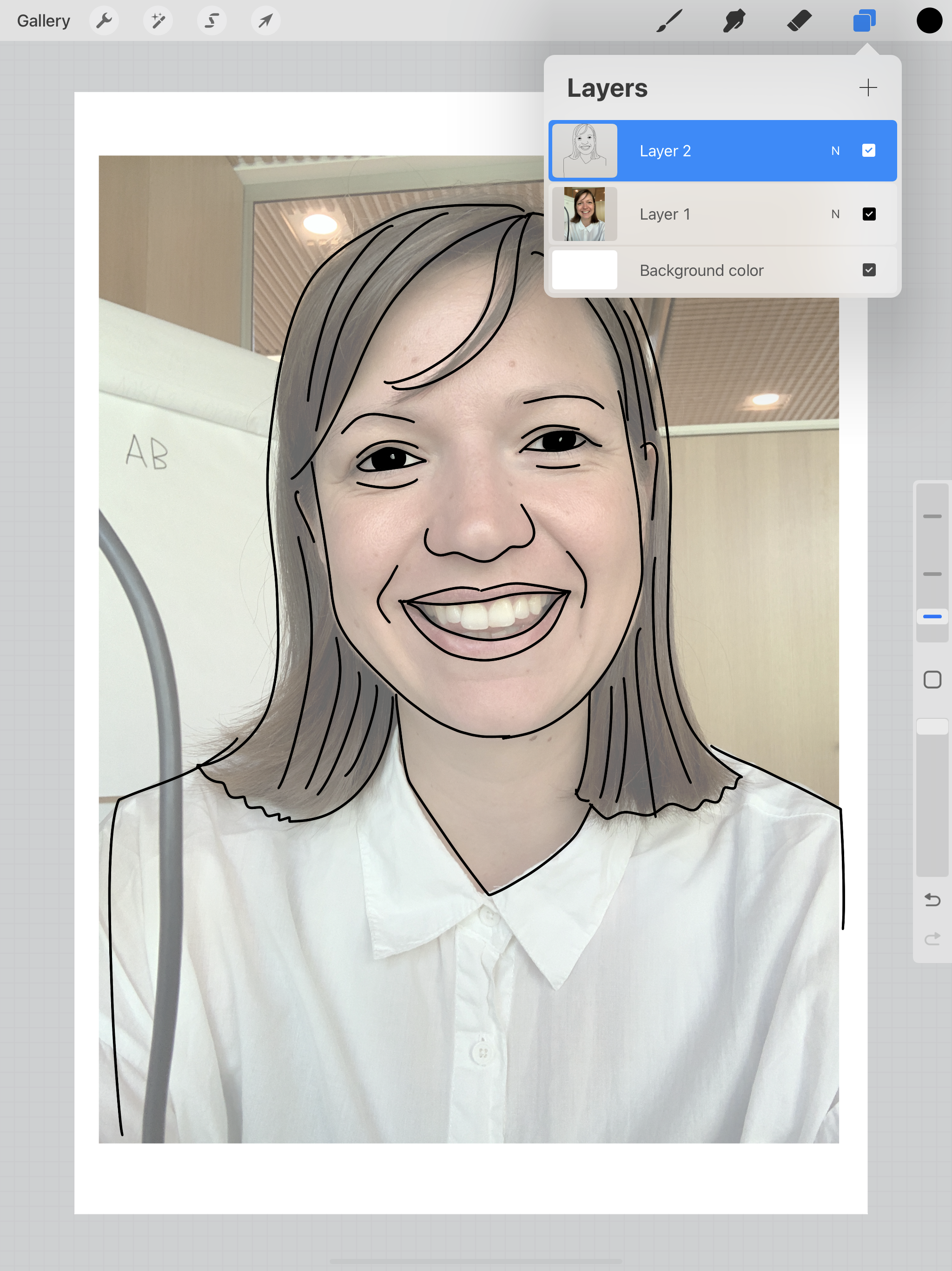 Lav et lag OVER dit billede, og tegn konturen på dit fotografi