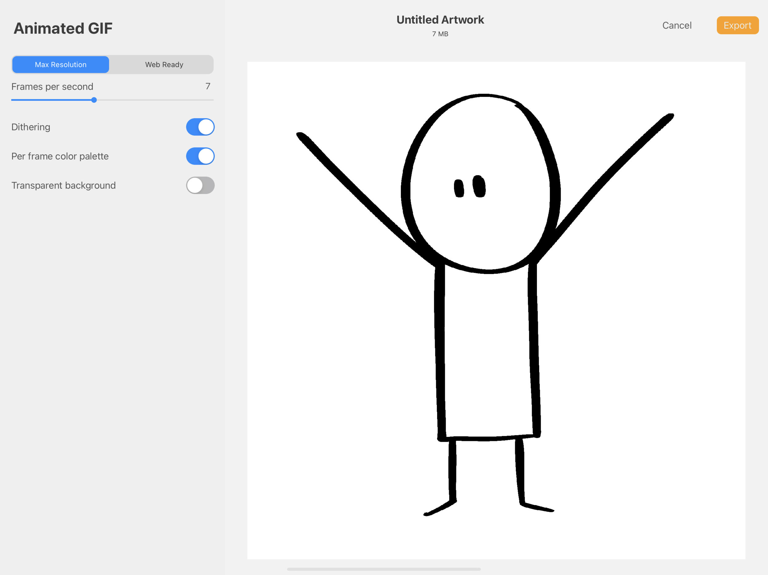 Eksportér som "Animated GIF" eller "Animated MP4"