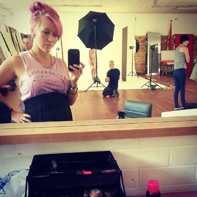 Makeup artist Liezl Leach on the set of Your Pregnancy Magazine 2014