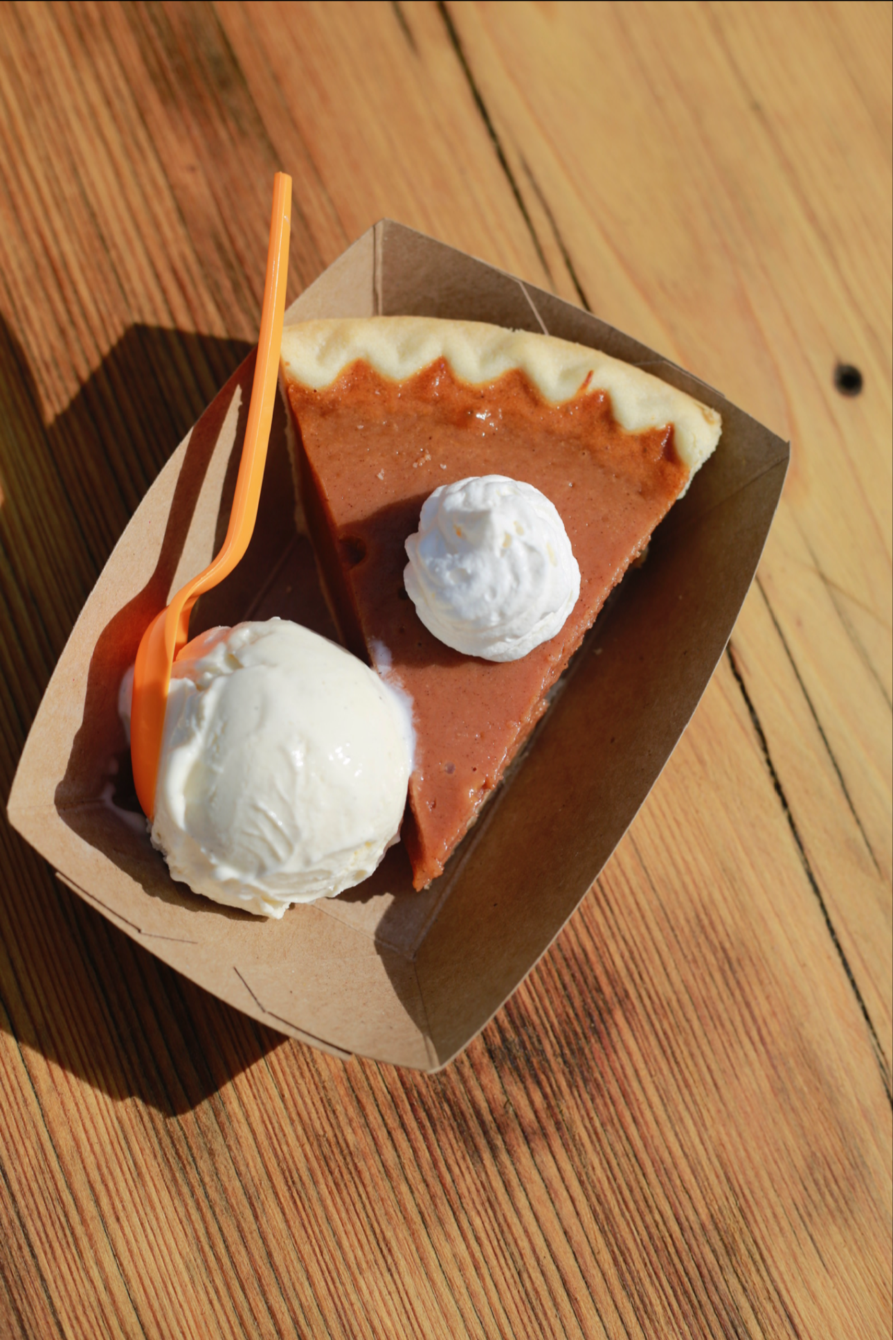 Pumpkin Pie with whip $6
Add vanilla ice cream for an extra $2
Add LOCALLY MADE KATIE'S GINGERSNAP ICE CREAM $4