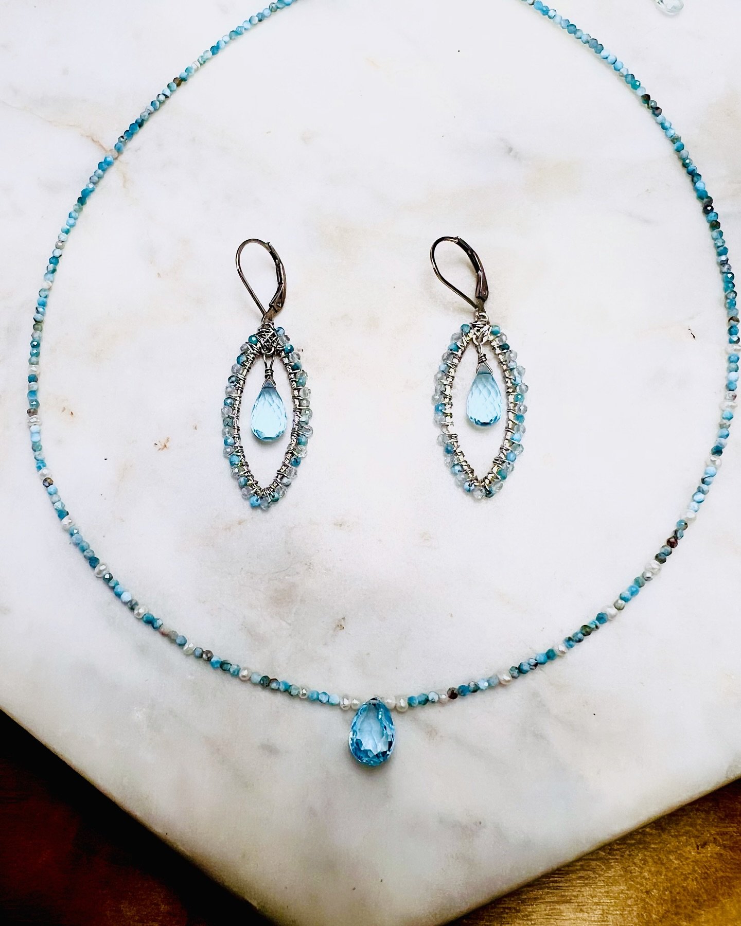 My Mom loved her Mother&rsquo;s Day gift! 💕 I added blue topaz to the earrings and created a necklace inspired by her favorite vintage Linka earrings. DM for your custom designs.
~
THURSDAY 5/16, 12-5
Westwood Village  FM
@farmhabitwv
~
SATURDAY, 5/