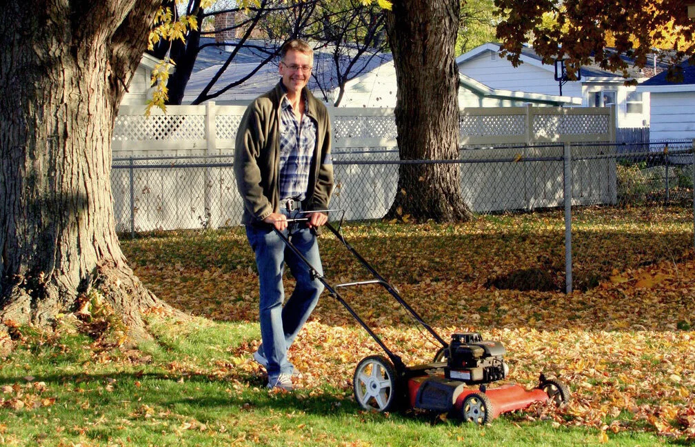 Garden Picking Up Leaves With Riding Mower Mulching Leaves Clean