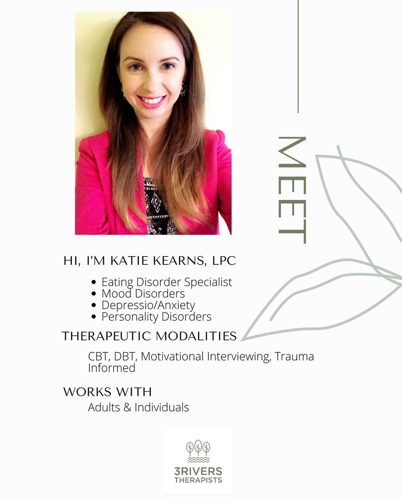 👋 Katie Kearns brings strong clinical skills &amp; an authenticity to the practice. She utilizes her skill set in DBT to empower and guide her clients towards health and wellness. 

#lovewhatyoudo #pittsburghtherapist #mentalhealth #mentalhealthmatt