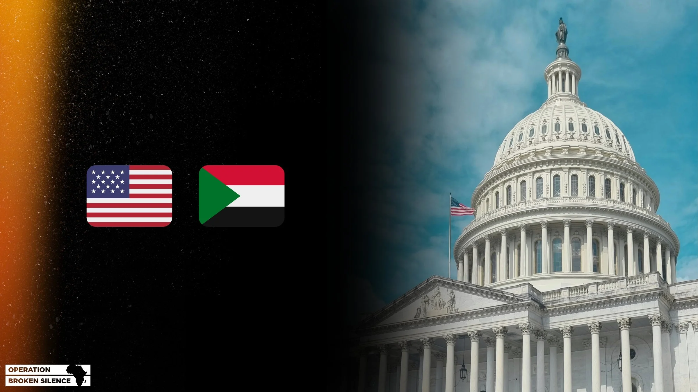 Image of US Capitol with American and Sudanese flags