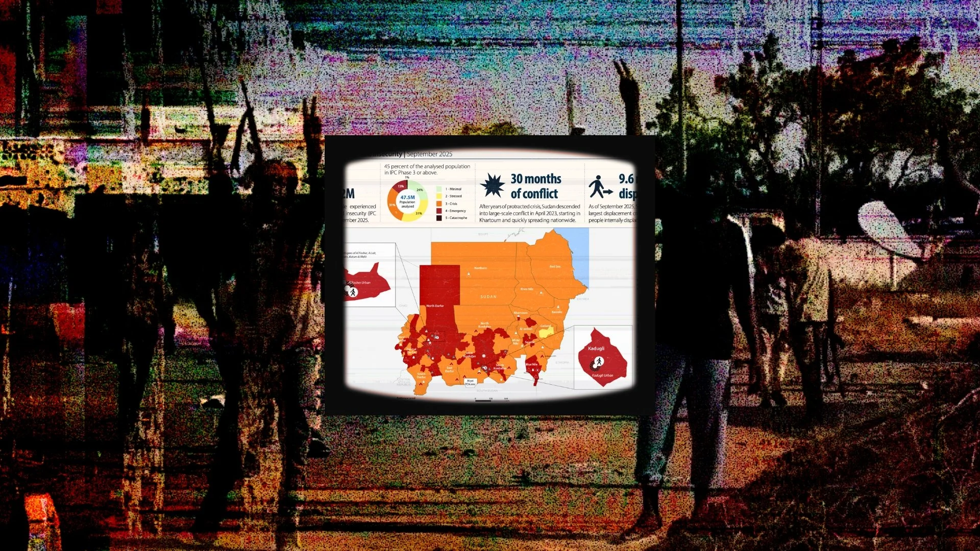 Image of RSF fighters in background with report in foreground