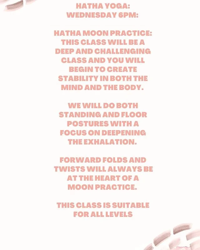 A little about Wednesdays 6pm Class 🌙
.
.
This class is perfect if you agree with any of the below statements:
🌜I am feeling stressed
🌜I do not feel grounded right now
🌜I am often anxious
🌜I need to feel more focused
🌜I find it hard to sit stil