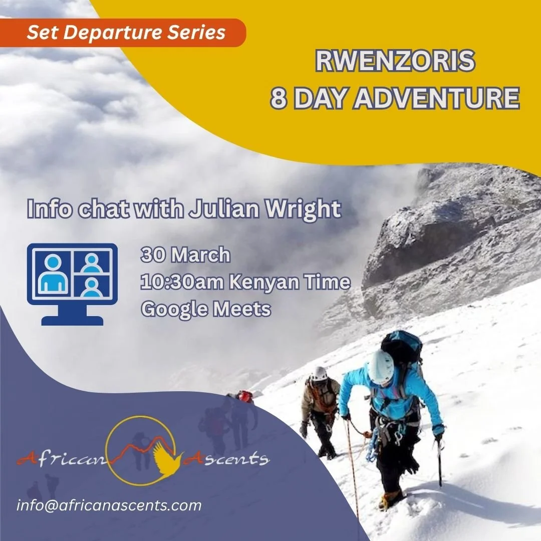 We're visiting the Mountains of the Moon 🌝 in September and we'd love you to join us. 

If you'd like to know more about the trip and chat with one of our lead guides, Julian Wright, join us on Monday the 30th of March at 10:30am Kenyan time for a s