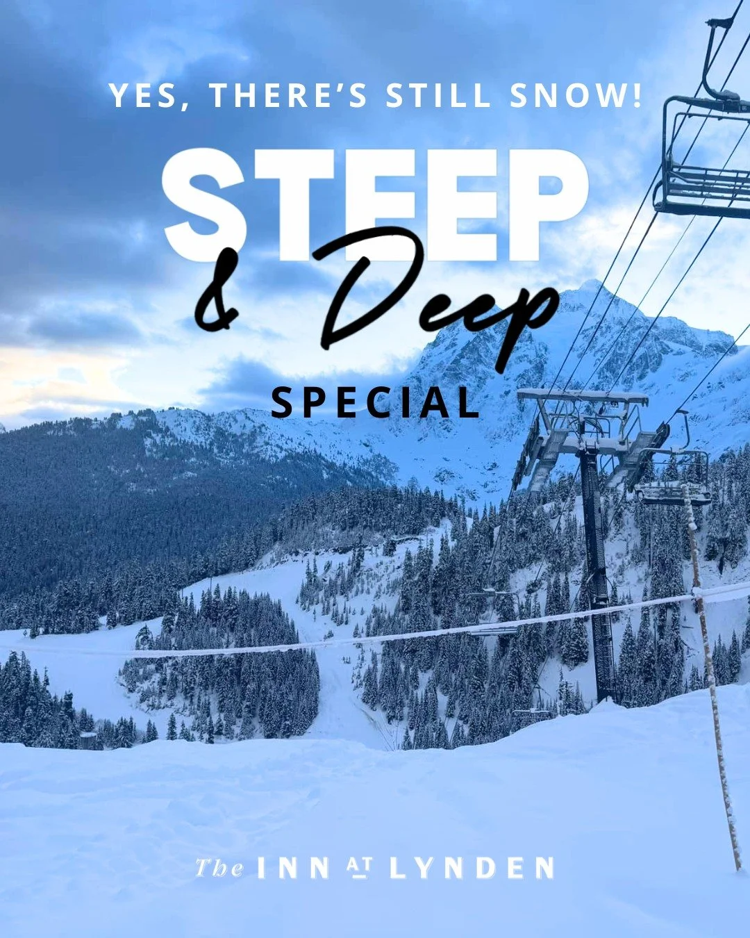 Snow Joke

&hellip; there&rsquo;s still plenty of winter left in the mountains.

Our Steep &amp; Deep Special is here through April 15, making it the perfect time to plan a snowy getaway.

Stay one night and receive 10% off our seasonal rate. Extend 