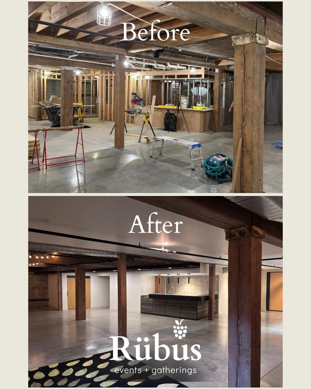 Transform Your Next Event

What began as an unfinished lower level in the historic Waples Building has been thoughtfully reimagined into something truly special.

Today, R&uuml;bus Events + Gatherings offers a warm, inviting space designed for celebr