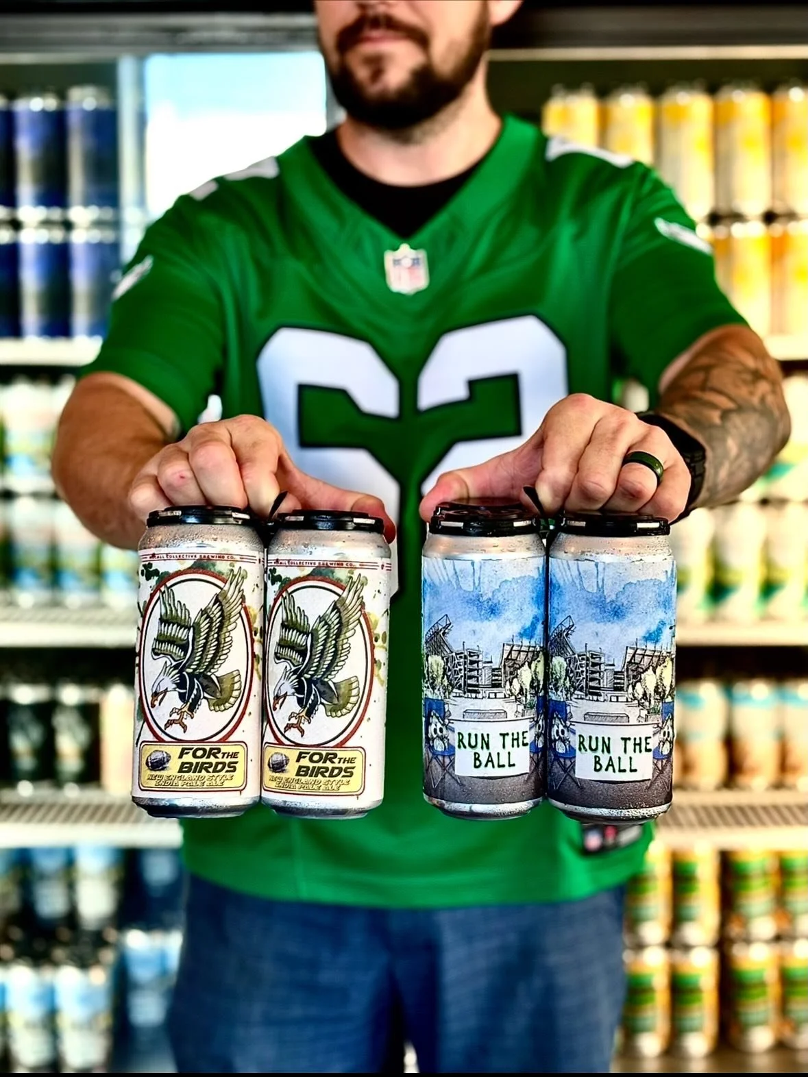 It might have been a bye week for the birds, and speaking of which&hellip; we have freshie 4-packs of For the Birds!! Straight off our canning line!!
Available now at BOTH spots 🙌

For the Birds - 7% ABV
Hazy NE IPA with Simcoe, El Dorado, and Vic S