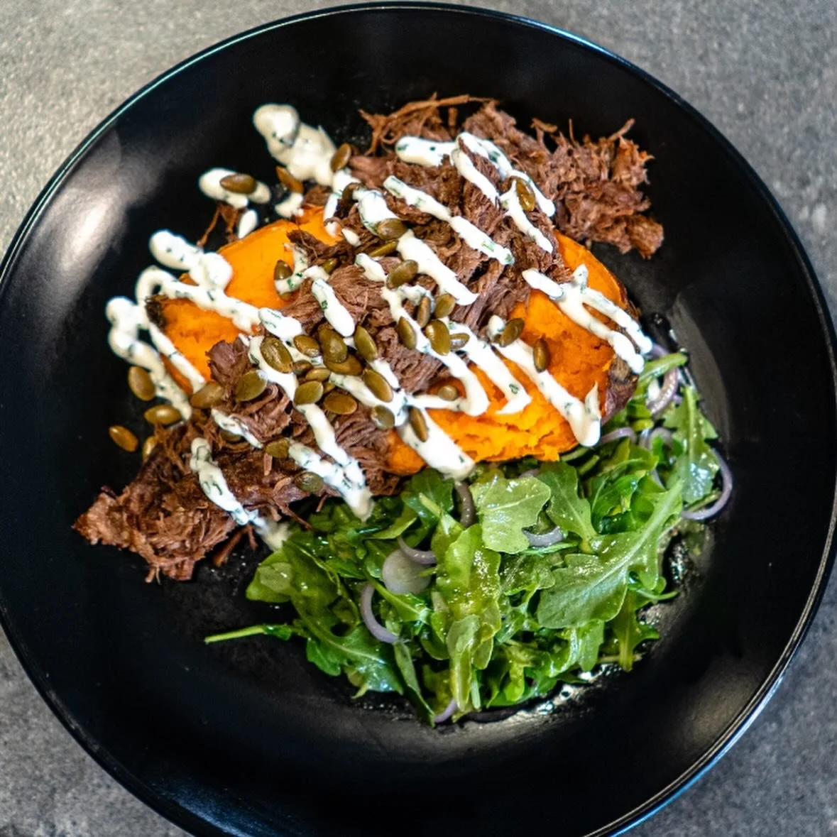 We all know when January comes around, a lil&rsquo; post holiday detox feels pretty dang good&hellip;
We offer some pretty delicious health-concious food items that fit the bill if you still want to eat out!

Loaded Baked Sweet Potato - topped with s