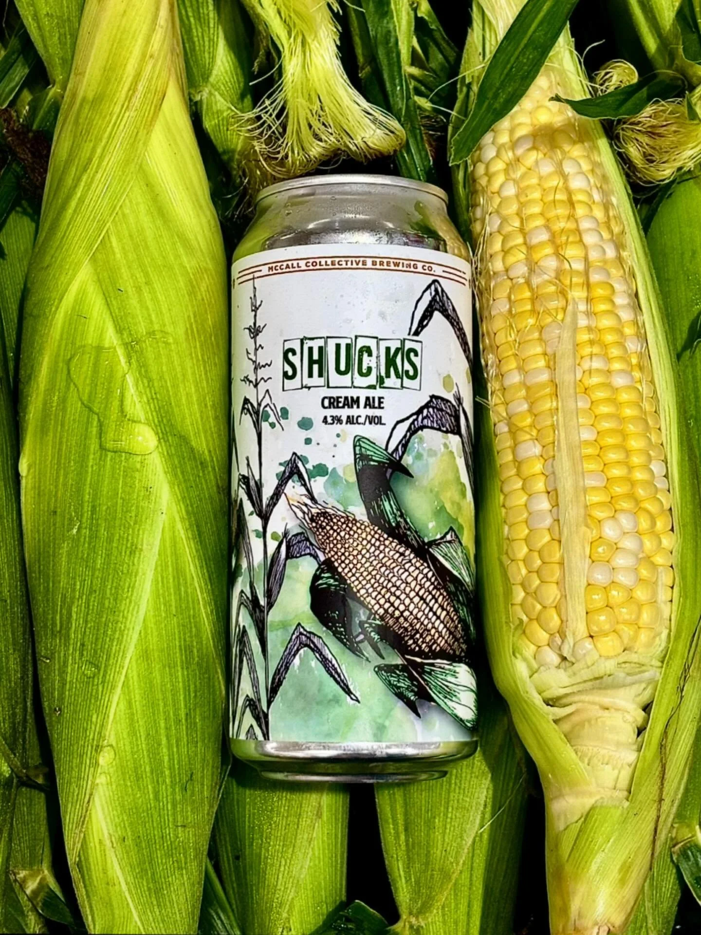 It&rsquo;s baaaaack!
Shucks - Cream Ale - 4.3% ABV

Aww Shucks, another CORNY pun-inteded beer name! This traditional Cream Ale pays homage to the Cream Ales of the olden days. Generous amounts of flaked corn are added in the mash to provide a crisp,
